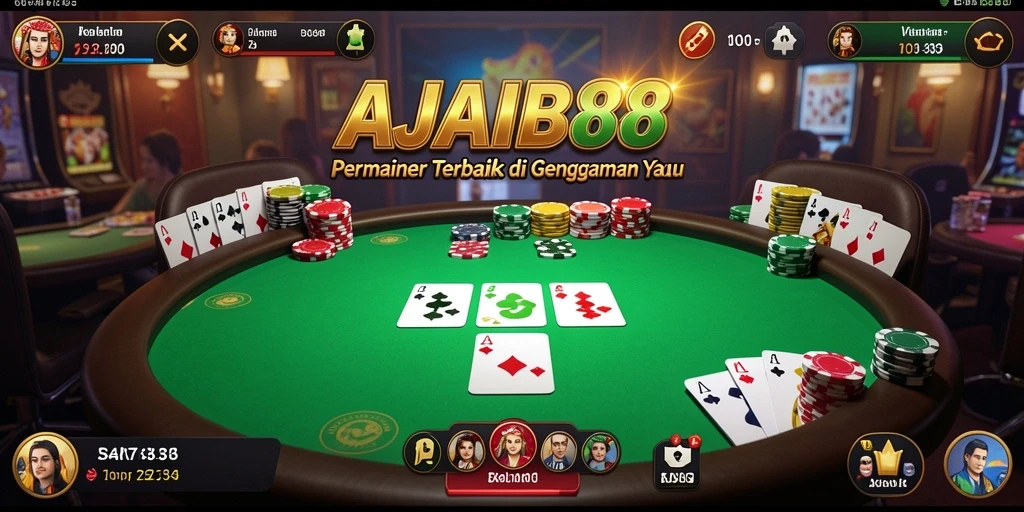 Tampilan gameplay seru saat bermain Poker di AJAIB88.