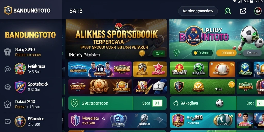 Tangkapan layar gameplay aplikasi Sportsbook dengan fitur taruhan.