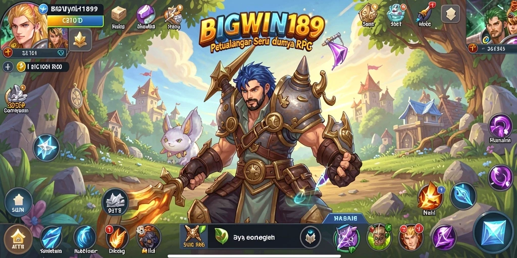 Screenshot BIGWIN189 menampilkan aksi pertempuran RPG yang mendebarkan dan karakter yang beragam.