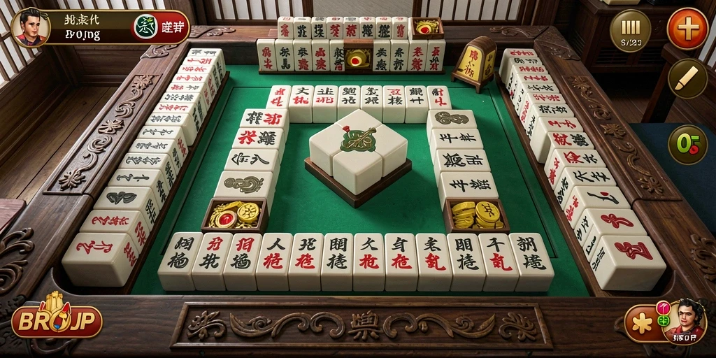 Screenshot gameplay <strong>BROJP</strong> menunjukkan momen mendebarkan saat menyusun potongan Mahjong.
