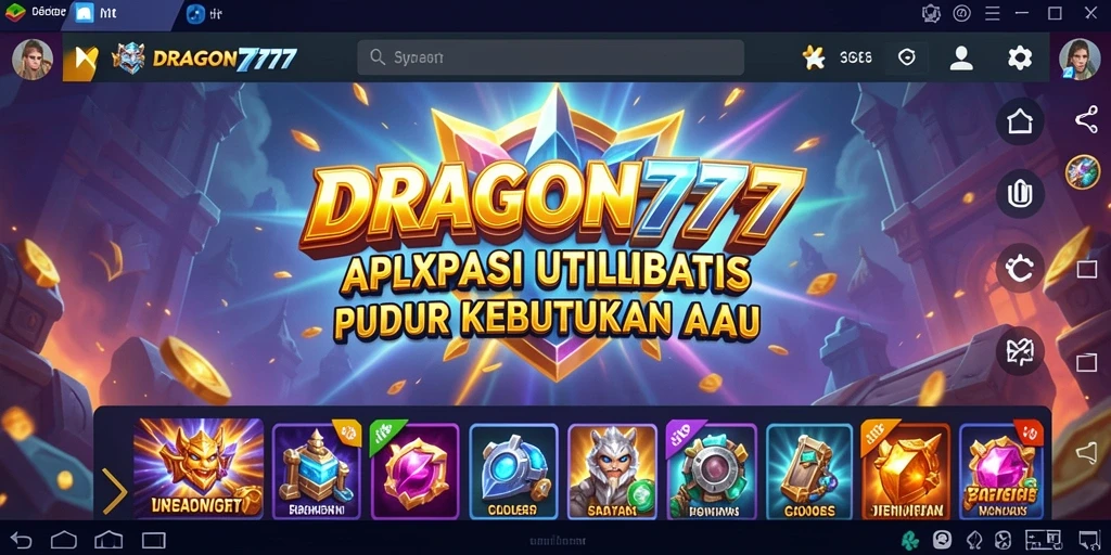 Tampilan utama DRAGON777 dengan fitur utilitas yang bermanfaat.