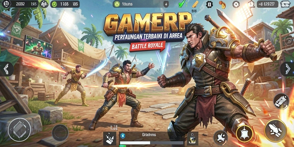 Gameplay seru GAMERP dalam pertarungan Battle Royale.