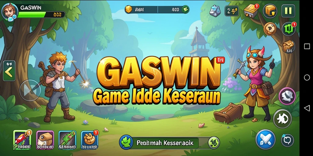 Gameplay GASWIN menampilkan interaksi dan pengembangan usaha yang menarik.