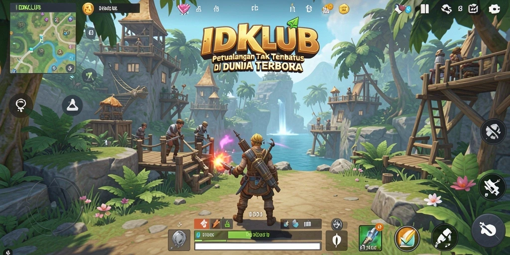 Tangkapan layar gameplay IDKLUB yang menampilkan dunia terbuka yang indah.