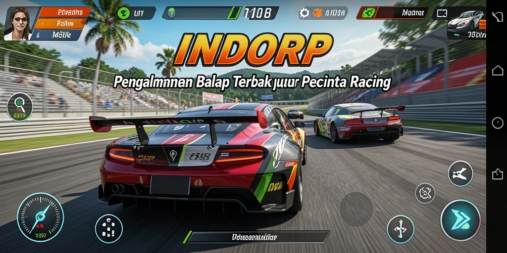Tampilan seru gameplay INDORP yang mendebarkan saat balapan.