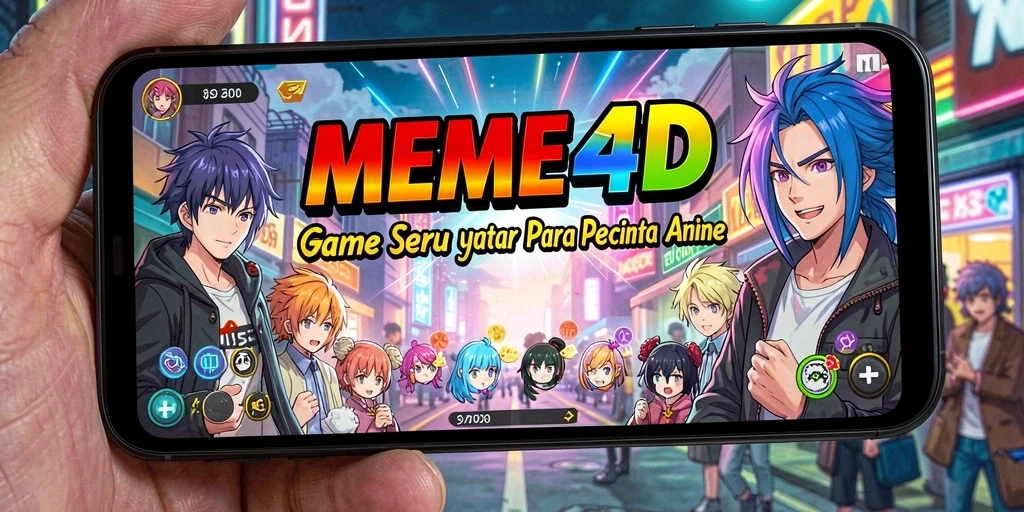 Screenshot gameplay dari MEME4D yang menampilkan karakter anime.