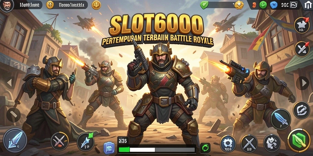 Tampilan dinamis gameplay SLOT6000 dalam pertarungan Battle Royale.