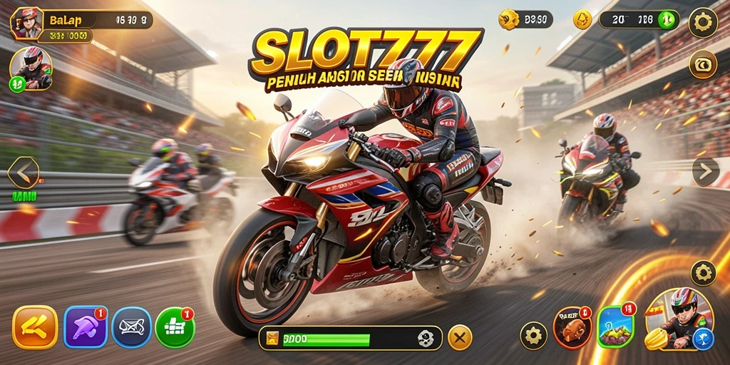 Tampilan seru gameplay balapan motor di SLOT777.