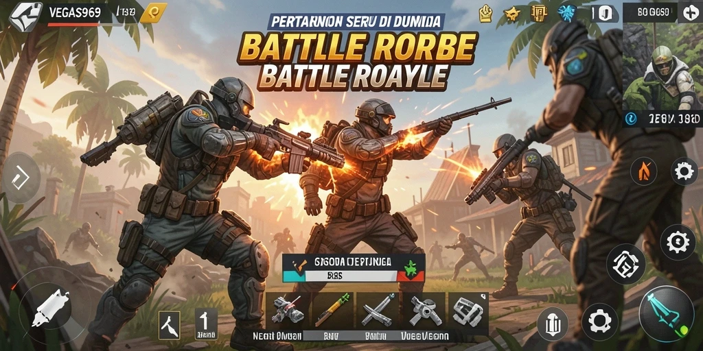 Tangkapan layar dari gameplay seru di VEGAS969 Battle Royale.