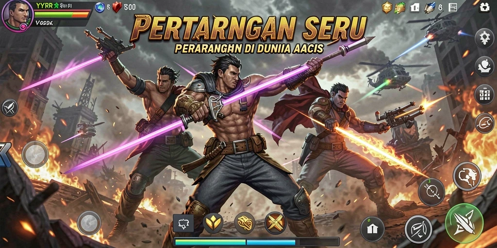 Screenshot gameplay YYRR dengan aksi pertarungan yang mendebarkan.